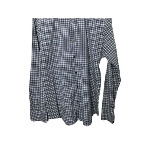 Express Fitted Gray & Blue Check Print Long Sleeve Button-Down Shirt Men's Large - Picture 3 of 6